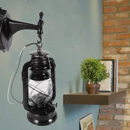 Futchoy FIKNEE Rustic Wall Lantern Light - Retro Antique Vintage Lamp - Porch & Outdoor Wall Sconce - Black