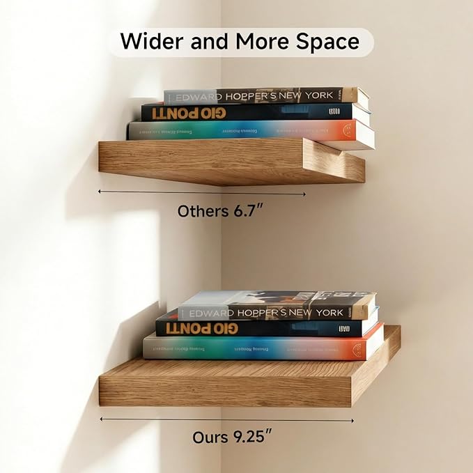 INHABIT UNION 31.5in Floating Shelves for Wall, Wall Mounted Shelves for Decor Storage Set of 2, Floating Shelf for Bedroom, Bathroom, Living Room and Kitchen（Beech）