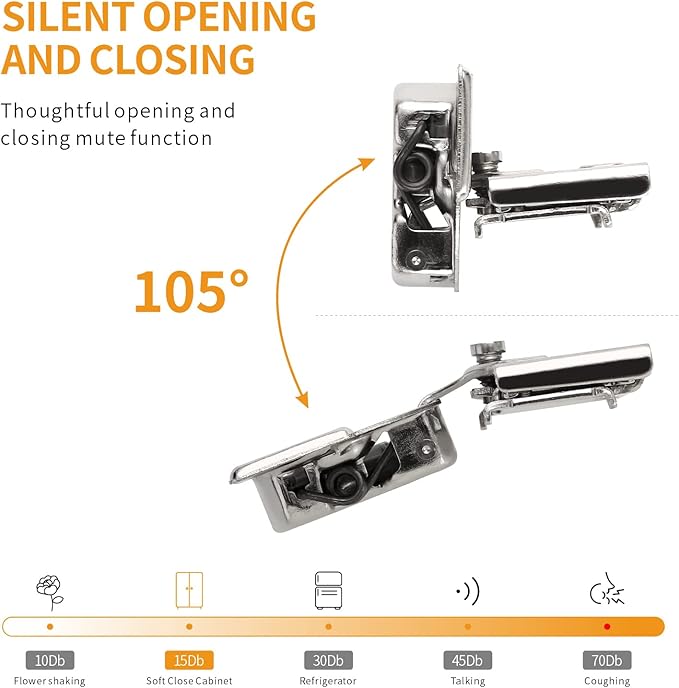 Chibery 60 Pack 1/2" Overlay 3D Soft Close Concealed Hinge for Face Frame Door, Smooth Slow Self Closing Hinges, Satin Nickel, Hidden 105° Open Angle Stainless Steel Hinge for Kitchen Cabinet Door