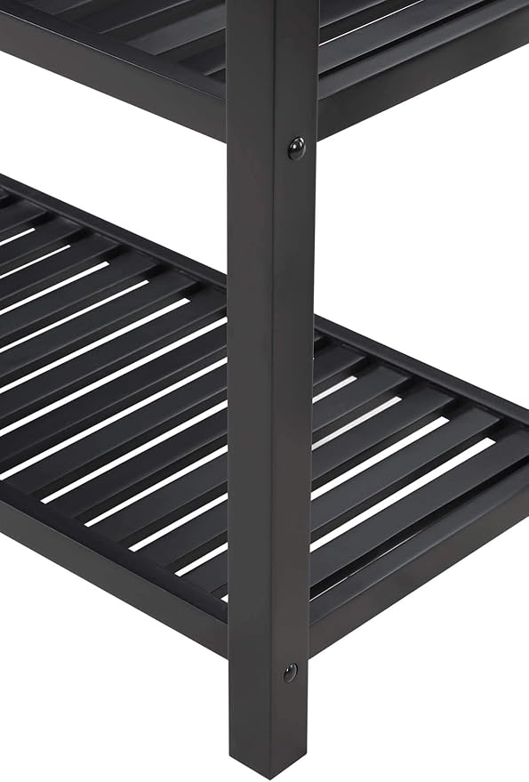 Convenience Concepts Designs2Go 3 Tier Butcher Block Kitchen Prep Island 40" - 3 Tier Modern Cooking Cart with Drawer, Food Serving Station for Kitchen, Dining Room, Black