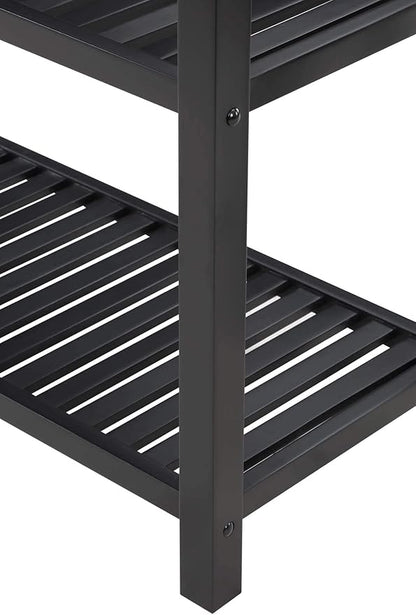Convenience Concepts Designs2Go 3 Tier Butcher Block Kitchen Prep Island 40" - 3 Tier Modern Cooking Cart with Drawer, Food Serving Station for Kitchen, Dining Room, Black