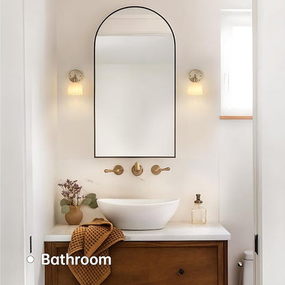 Shenmoyl Vintage Wall Sconces with White Tulip Glass Lampshade 180 Degree Adjustable Brass Sconces Hradwired Modern Wall Lighting Fixture with Switch for Bedside Bedroom Doorway