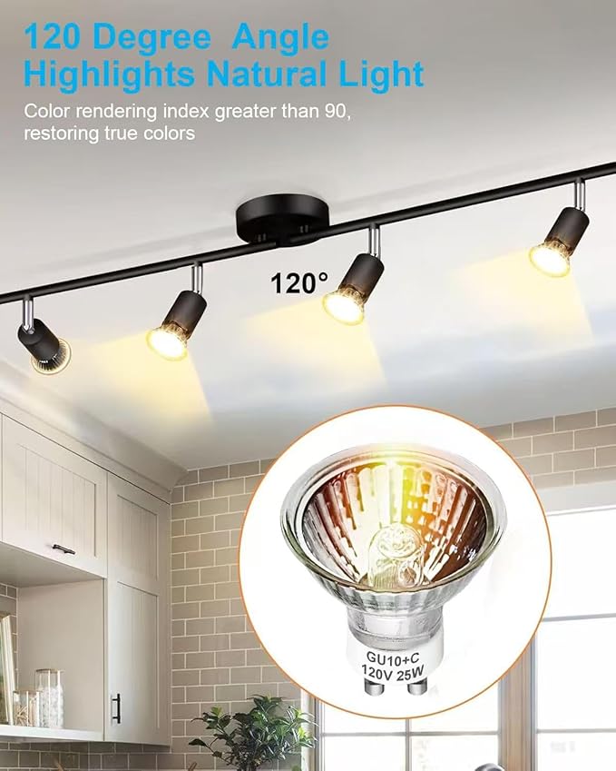 SerBion GU10 Halogen Light Bulbs for Candle Warmer Lamp, Dimmable MR16 120V 25W Bulbsfor Track and Range Hood, Warm White