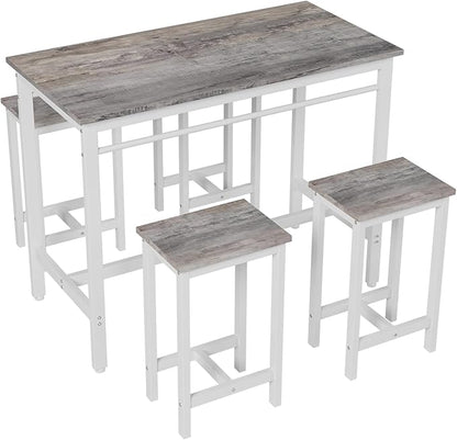 5-Piece Bar Height Table and Chairs Set – Modern Kitchen Table with 4 Bar Stools, Compact Dining Table Chairs Set,Perfect for Kitchen Island with Seating,Dining Table with Chairs (Grey)
