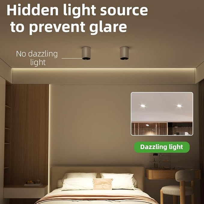 JAYMP Modern LED Ceiling Light 4000K Dimmable 24W COB White Surface Mount Cylinder Accent Down Light for Living Room Hallway Laundry Room