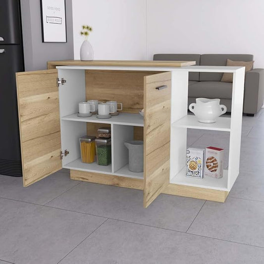 GOWE Aspen Kitchen Island, Two Concealed Shelves, Three Divisions