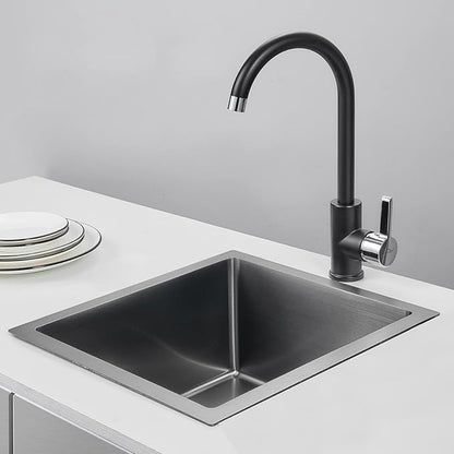 15 inch Bar Sink, KINKIB 15 x 17 inch Undermount Kitchen Bar Sink Single Bowl Black, Handmade T-304 Stainless Steel Bar Sink with Strainer