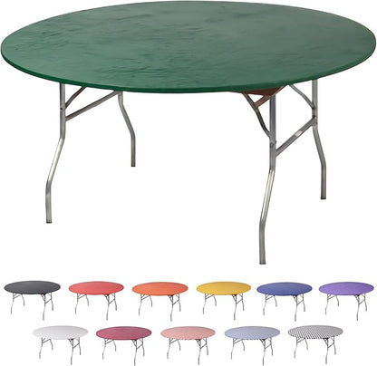 Kwik-Covers 10 Pack of Round Plastic Table Covers - 60" or 72" Round - Indoor or Outdoor Fitted Covers (Tables NOT Included) (Hunter Green, 72" Round)