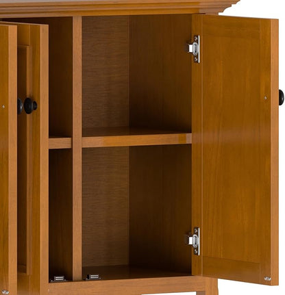 SIMPLIHOME Amherst Storage Cabinet - 66 inch Wide Solid Wood 4-Shelf Sideboard Cabinet in Light Golden Brown, Transitional Buffet for Living Room or Dining Room with 4 Doors and Adjustable Shelves