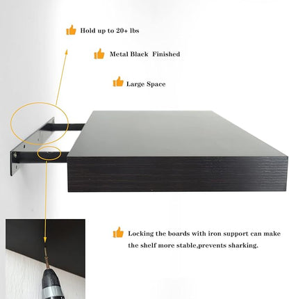 24 Inches Length Floating Shelf,Wall Mounted Shelves Set 24(Lenth) x12(Wide) for Bathroom Kitchen Living,Kitchen,Room Bedroom Storage,Espresso