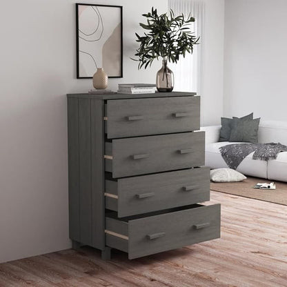 Light Gray Solid Pine Wood Sideboard, Modern MDF Medium Buffet Cabinet with 4 Drawers, 15.7x31.1x40.7 Inch Storage for Living Room, Dining Room Kitchen Furniture