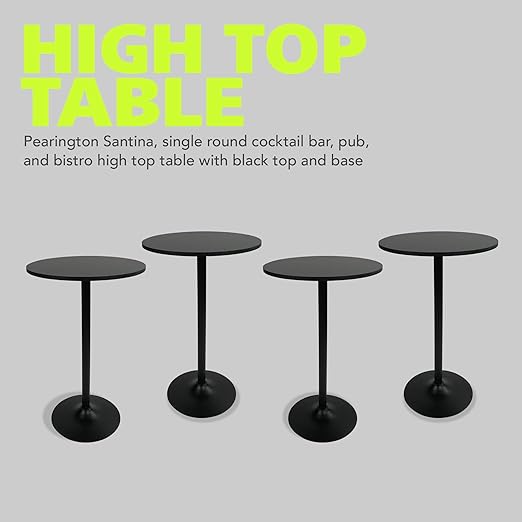 Pearington Round Bar Height Pub Table, Black, 4pk