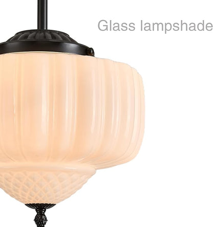FCTWAKS Schoolhouse Pendant Light, 12" Black Schoolhouse Ceiling Light Fixture with Milk Glass White Shade, Adjustable Height, Mid Century Modern Pendant Lighting for Kitchen Island Dining Room