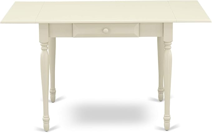 East West Furniture MZT-LWH-T Monza Dining Table - a Rectangle Wooden Table Top with Dropleaf & Stylish Legs, 36x54 Inch, Linen White