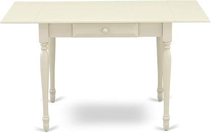 East West Furniture MZT-LWH-T Monza Dining Table - a Rectangle Wooden Table Top with Dropleaf & Stylish Legs, 36x54 Inch, Linen White