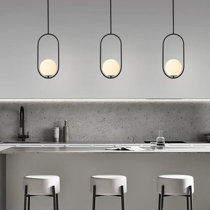 SeeU Modern Pendant Lighting One Light Chandelier Globe Black Pendant Light Indoor Hanging Light Fixture for Kithchen Island Dinning Room Bedroom