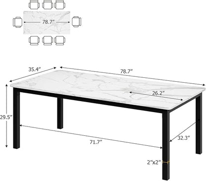 IDEALHOUSE 79 Inch Industrial Dining Table for 4-6 Person Rectangle Kitchen Table with Metal Legs,Round Corners, Writing Desk, for Modern Farmhouse, for Kitchen, Dining Room,Quick Assembly,Wood