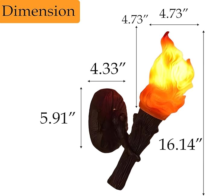 MIXL- Creative Outdoor Torch Wall Light Fixtures, Retro Torch Wall Decorative Light for Corridor,House Doorway,Garage Doorway&Patio Doorway(Torch)