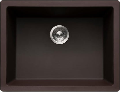 Houzer Cassiano Mocha Granite Composite Kitchen Sink: 24 inch Drop-in Topmount Single Bowl Sink, Durable & Versatile, Essential for Home & Apartment: G-300U MOCHA