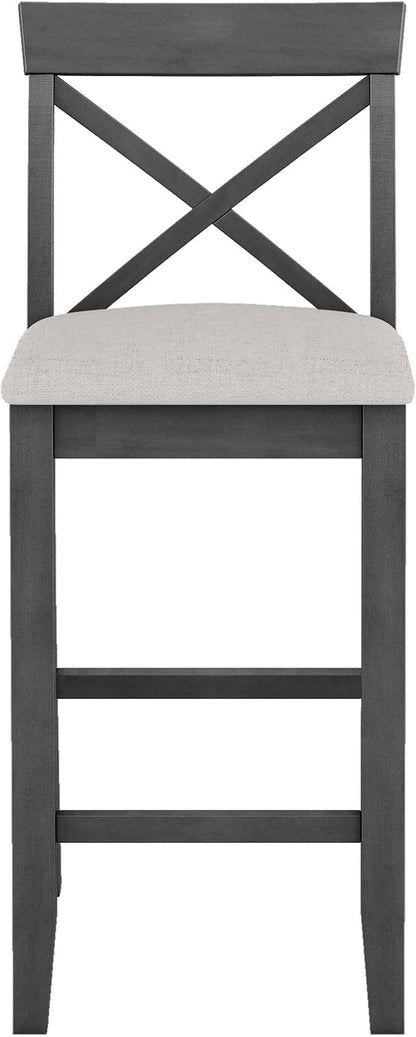 LUMISOL 3 Piece Pub Bar Table and Chair Set, Small Wood Counter Height Table Set, 3 Piece High Top Kitchen Table Set for Breakfast Nook, Gray