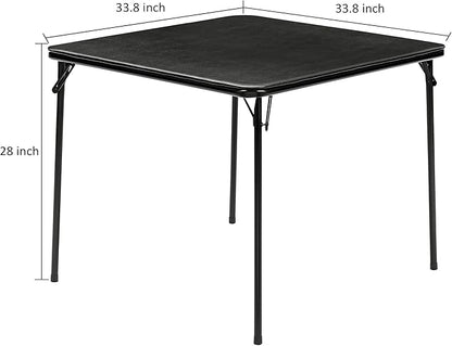 VECELO 34'' Folding Card Table Square with Soft Padded Tabletop, Portable for Dining Room, Parties, Games, Puzzles, Black