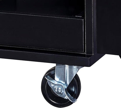 Rolling Kitchen Island with Storage, Kitchen Cart with Rubber Wood Top,3 Drawer,2 Slide-Out Shelf and Internal Storage Rack, Kitchen Island on Wheels with Spice Rack & Tower Rack (Black~09)