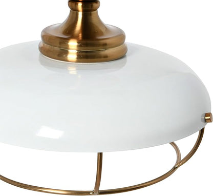 Presley Caged Dome Metal Semi-Flush Mount Ceiling Light, Brushed Brass and White