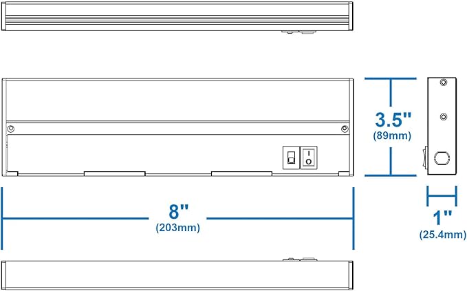 NUC-5 Series 8-inch White Selectable LED Under Cabinet Light (NUC508SWH