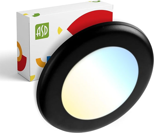 ASD 1 Pack LED Disk Lights 4 Inch, 10W 5CCT 2700K-5000K 685LM CRI90+, Dimmable Flush Mount Ceiling Light Fixture, Low Profile Surface Mount Disc Lights, Junction Box or Recessed Can Install, UL