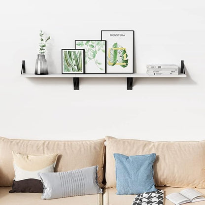Forbena White Floating Shelves for Wall Decor Set of 3, 17 x 6 Inches Bathroom Shelf Over Toilet, Small Modern Mounted Shelves for Kids Bedroom Nursery Office Living Room Books Picture Frames