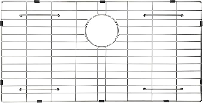 Sanycasa Stainless Steel Kitchen Sink Grid – 30-5/8” x 15-1/2” Sink Protector for Single Bowl Sinks – Rear Drain with Corner Radius 3/8", Durable Sink Grate & Drying Rack for Glassware
