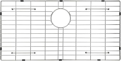 Sanycasa Stainless Steel Kitchen Sink Grid – 30-5/8” x 15-1/2” Sink Protector for Single Bowl Sinks – Rear Drain with Corner Radius 3/8", Durable Sink Grate & Drying Rack for Glassware
