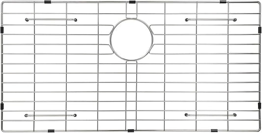Sanycasa Stainless Steel Kitchen Sink Grid – 30-5/8” x 15-1/2” Sink Protector for Single Bowl Sinks – Rear Drain with Corner Radius 3/8", Durable Sink Grate & Drying Rack for Glassware