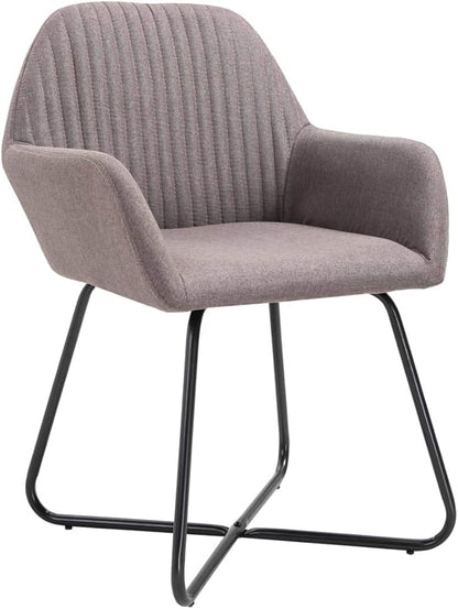 Taupe Dining Chairs Set of 2 Modern Accent Kitchen Chairs 24"x24"x33.1" Ergonomic Polyester Seat with Padded Armrests Powder-Coated Steel Frame for Dining Room Living Room