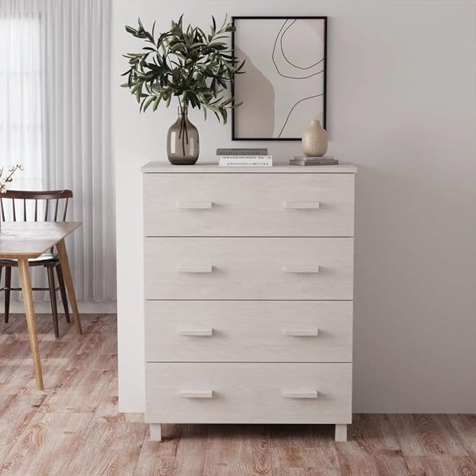 White Solid Pinewood Sideboard, Modern MDF Buffet Cabinet with Smooth Sliding Doors, 15.7 x 31.1 x 40.7 in, Tall Storage for Living Room, Dining Area Kitchen Furnitur