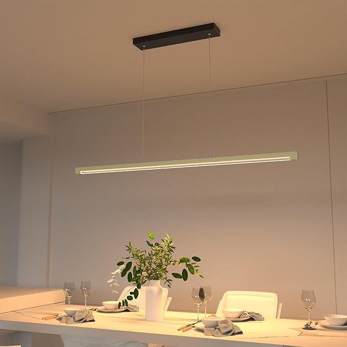 54" Linear Pendant Light Aluminum, 40W Gold Dimmable Kitchen Island Lighting with Remote & App Control, Adjustable CCT (3000K-6000K), Modern Chandelier for Home Office Dining Room Study