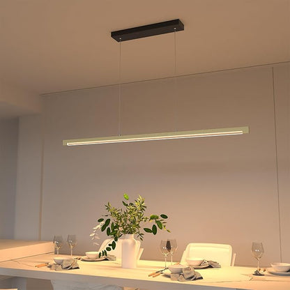 54" Linear Pendant Light Aluminum, 40W Gold Dimmable Kitchen Island Lighting with Remote & App Control, Adjustable CCT (3000K-6000K), Modern Chandelier for Home Office Dining Room Study