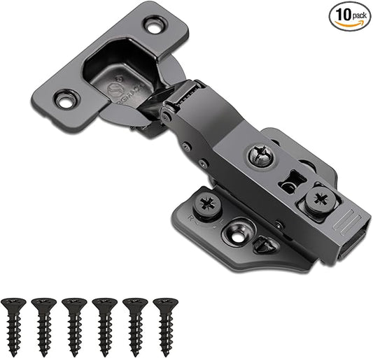 10 Pack Half Overlay Soft Close Cabinet Hinges 105° Frameless 3 Way Adjustable Soft Close Hinges for Cabinet Doors Kitchen Cabinet Door Hinges with Screws