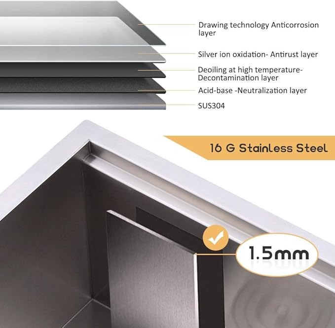 33 Inch Double Bowl Undermount Kitchen Sink Workstation-Bokaiya Stainless Steel 50/50 Double Bowl Kitchen Sink Undermount Ledge Workstation 16 Gauge 10 Inch Deep Double Basin with Cutting Board