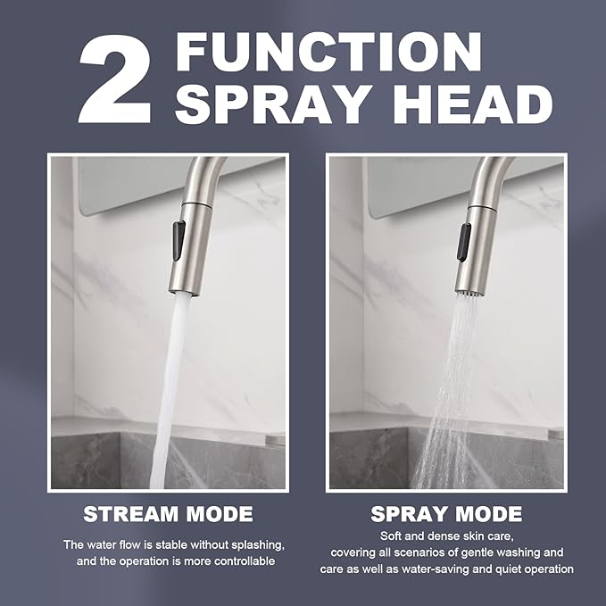 Bathroom Faucet with Pull Down Sprayer, Sink faucets Pull Out Faucet with Pop-Up Drain, 1 or 3 Hole Laundry Bar Basin Faucet with Deck Plate,Brushed Nickel