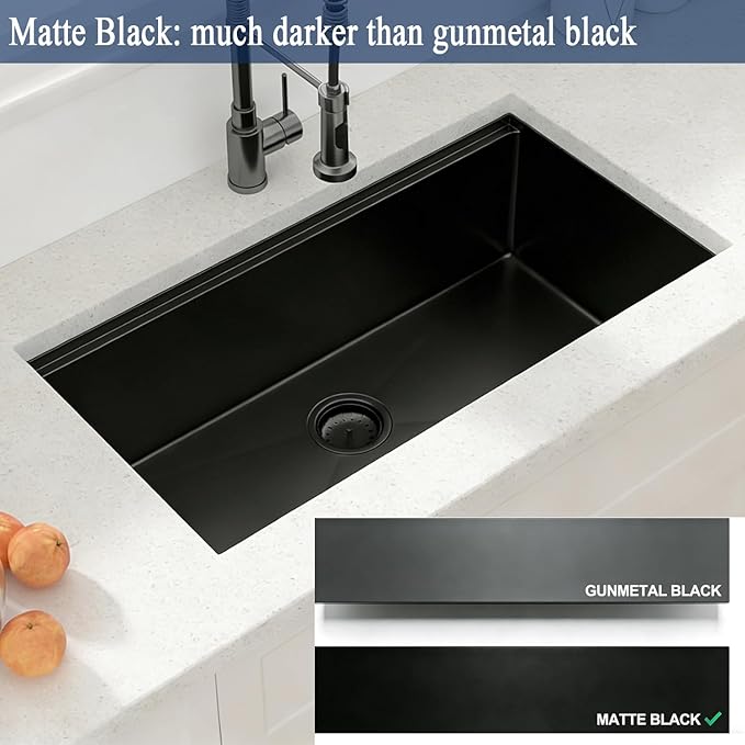 Lordear Matte Black 30 Undermount Kitchen Sink Ledge Workstation T304 16 Gauge Stainless Steel Single Bowl Under Counter Kitchen Sink Basin with Built-in Accessories 30x19x10 Inch