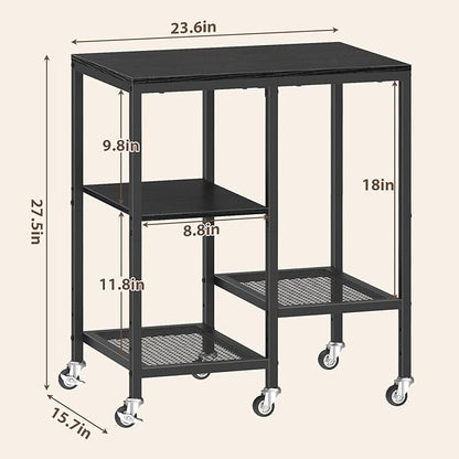 OGEMXU Kitchen Microwave Cart,Microwave Stand with Wheels,Coffee Bar Table Station,4-Tier Rolling Baker's Rack,Small Appliance Storage Shelf,Utility Side Table for Kitchen,Living Room (Black)