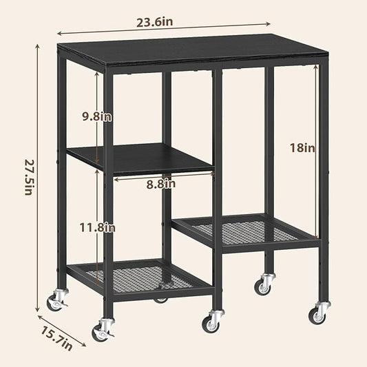 OGEMXU Kitchen Microwave Cart,Microwave Stand with Wheels,Coffee Bar Table Station,4-Tier Rolling Baker's Rack,Small Appliance Storage Shelf,Utility Side Table for Kitchen,Living Room (Black)