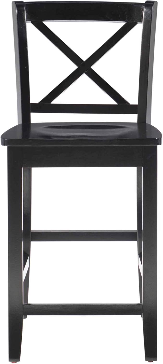 Linon Home Dcor Black X Back Counter Stool, 16" W x 17.91" D x 37.01" H