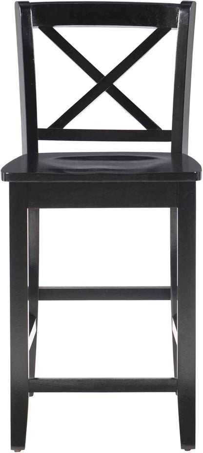 Linon Home Dcor Black X Back Counter Stool, 16" W x 17.91" D x 37.01" H