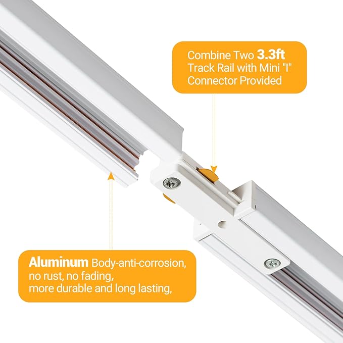 VANoopee 5-Color 6-Light LED Track Lighting Kit with 6.6FT H Type Track Lighting Rail, LED Track Light Heads Dimmable Modern Kitchen Track Lighting Fixtures Ceiling Spotlight, CRI90+ 10W 800lm White