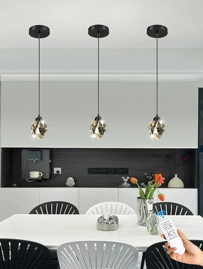 Modern Pendant Lights Kitchen Island, Mini Black Pendant Light, Led Small Crystal Chandelier for Dining Room 3000K-6000k,5W