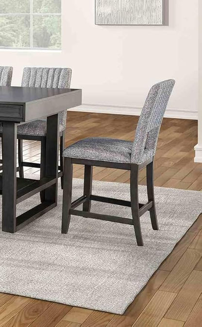 LIFE SKY Counter Height Dining Chair Set: Transitional Style 2-Piece Set with Padded Seat & Back - Blue Gray Fabric & Rubberwood Frame for Kitchen Island & Home Decor