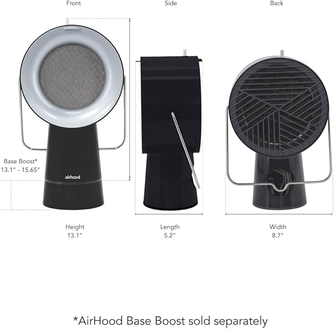 AirHood Wired Range Hood | Portable Kitchen Exhaust Fan with 2 Activated Charcoal Air Filter & Stainless-steel Oil Filter | Easy to Clean - Ideal for Indoor Cooktop Use (Space Black)