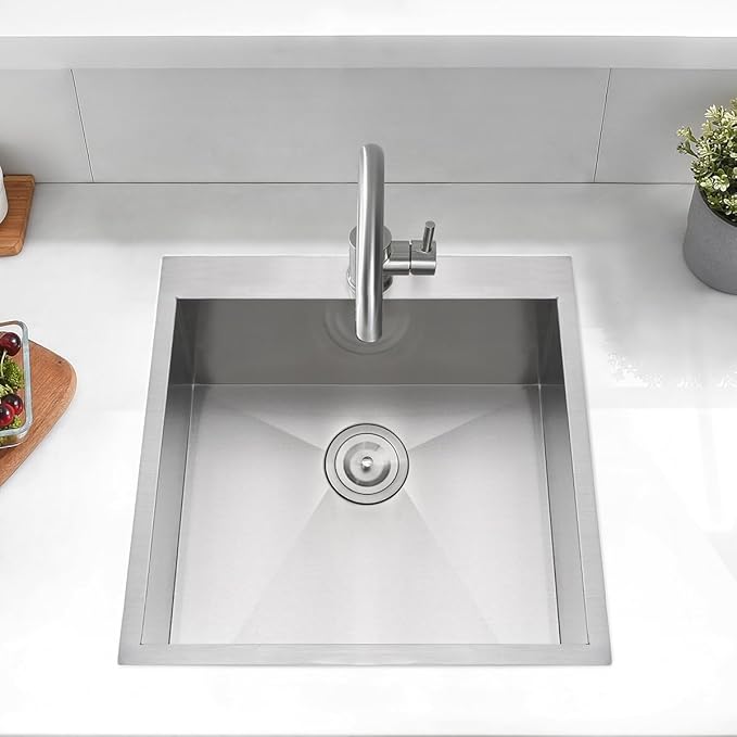 21 Stainless Steel Drop In Kitchen Bar Sink, Luckyhorse 21” x 21” x 10” 18 Gauge Stainless Steel Topmount Kitchen Outdoor Sink LH033L